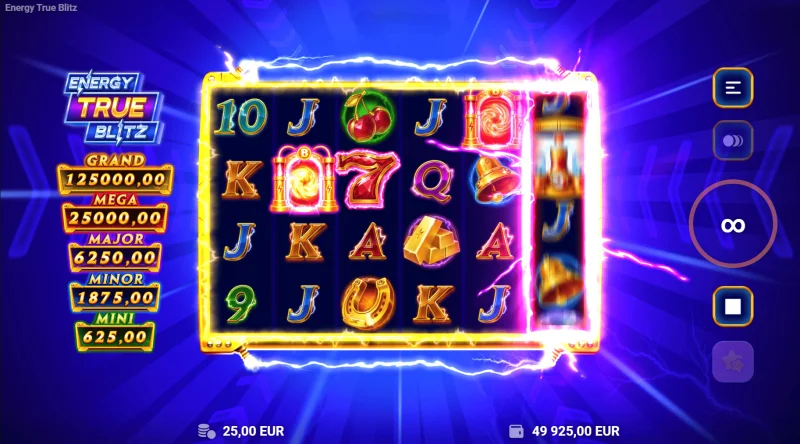 Energy True Blitz - tableau des motifs dans le jeu de base