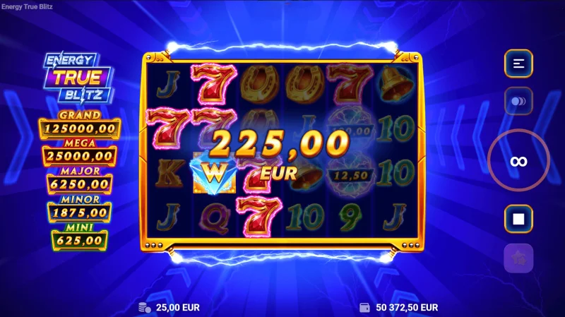 Energy True Blitz - gain sur les symboles Cash collectés
