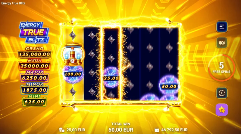 Energy True Blitz - éclairs et tours dans le jeu de base