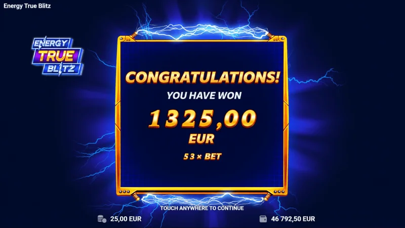 Energy True Blitz - gros gain total en fin de tour